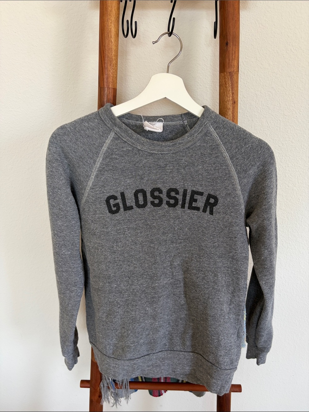 Glossier Charcoal Gray Logo Crewneck Sweatshirt
